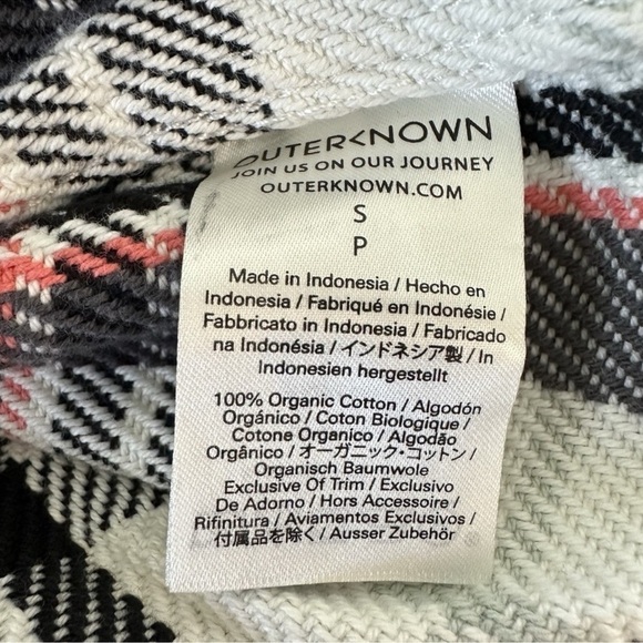 Outerknown Blanket Shirt Dress White Black Pink Plaid Long Sleeve Size Small NWT - Picture 10 of 14